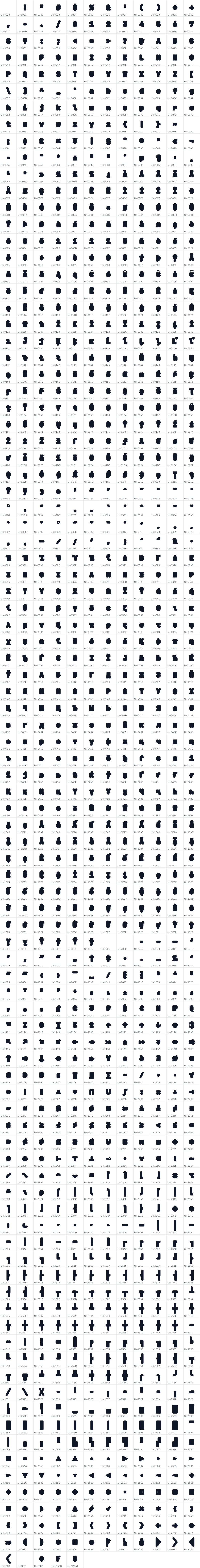 All 1121 characters in Altium Mono-ExtraBold