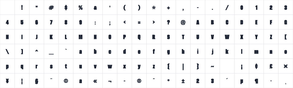 The first characters in Alumni Sans Collegiate One
