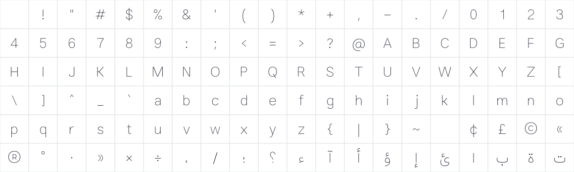 The first characters in AQ Normal Sans