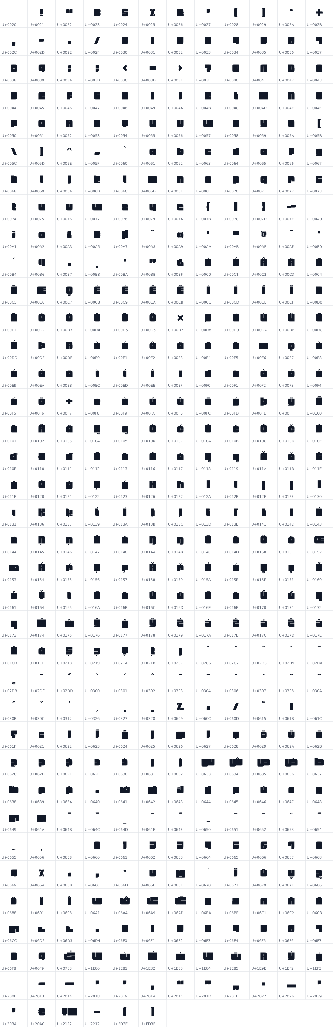 All 438 characters in Badeen Display
