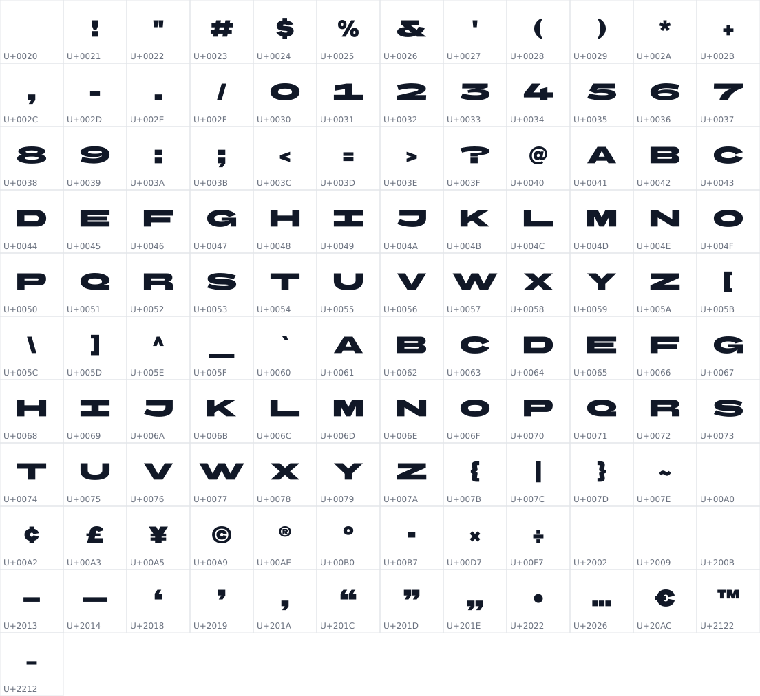 All 121 characters in BBH Sans Bartle