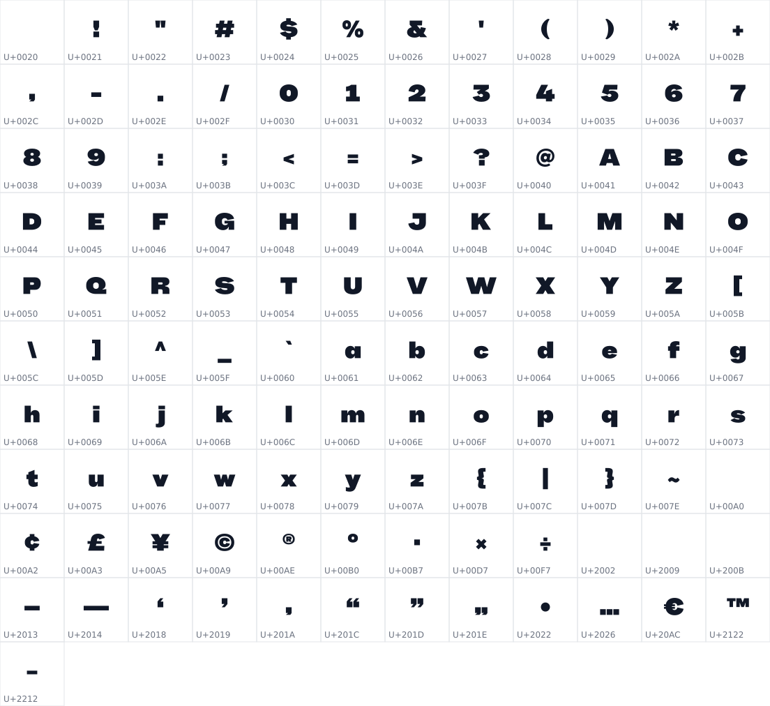 All 121 characters in BBH Sans Hegarty