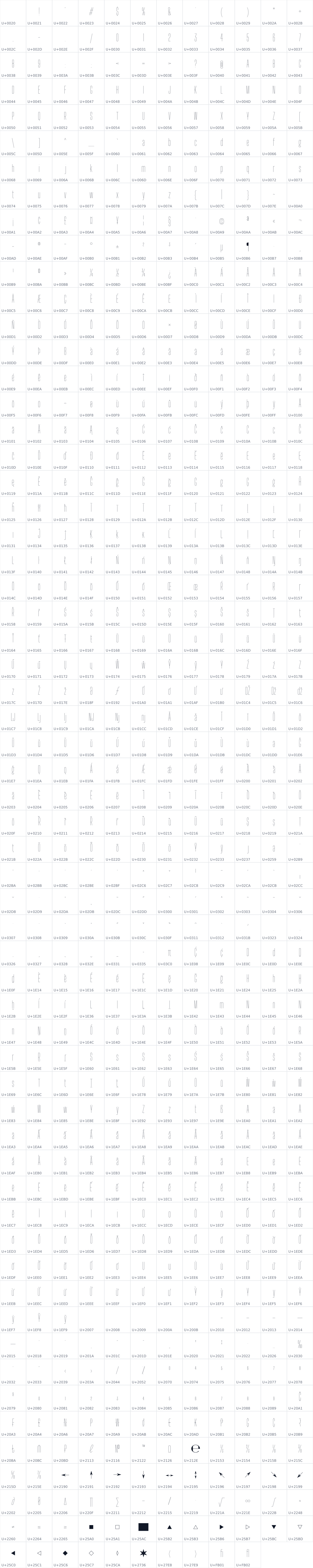 All 718 characters in Big Shoulders Inline Display SC