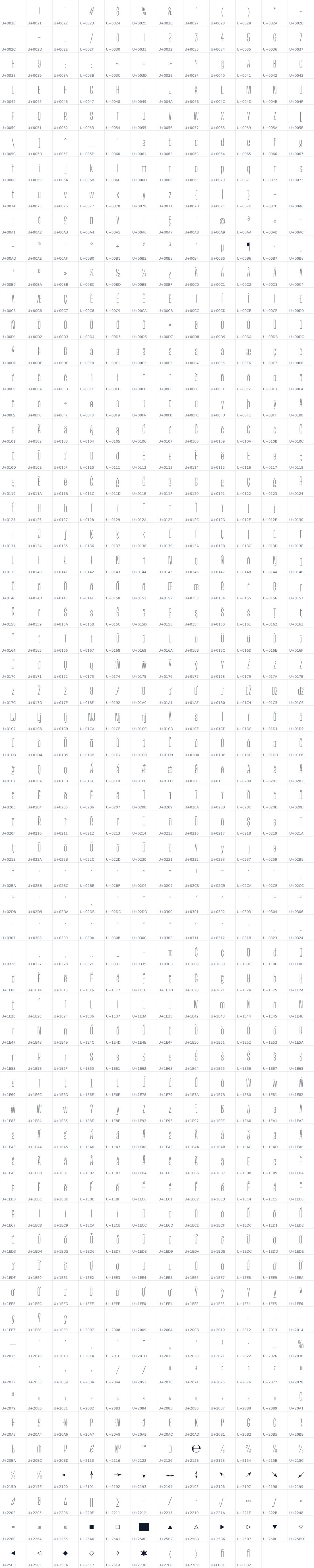 All 718 characters in Big Shoulders Inline Text SC