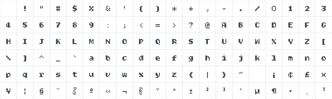 The first characters in Bitcount Ink