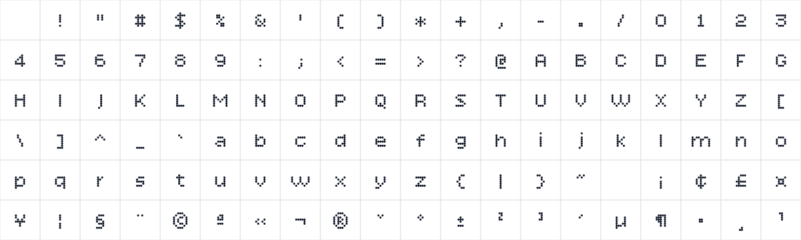 The first characters in Bitcount Prop Single Ink