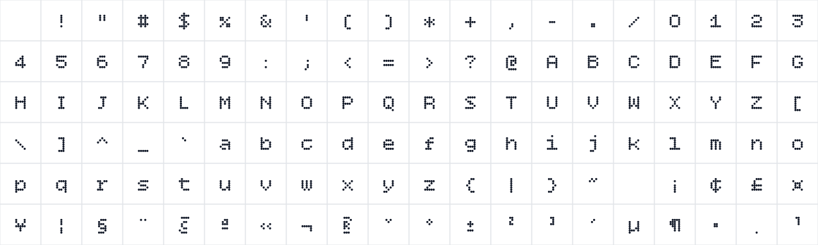 The first characters in Bitcount Single Ink