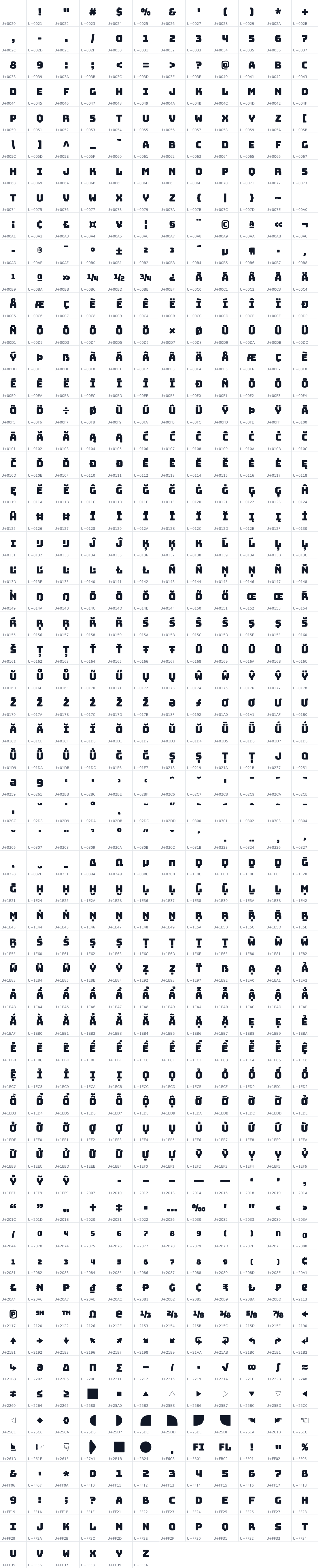 All 702 characters in Bungee Layers
