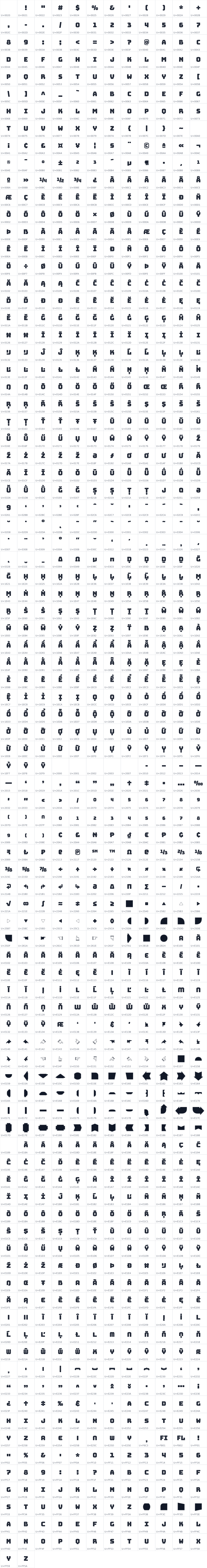All 1082 characters in Bungee Inline