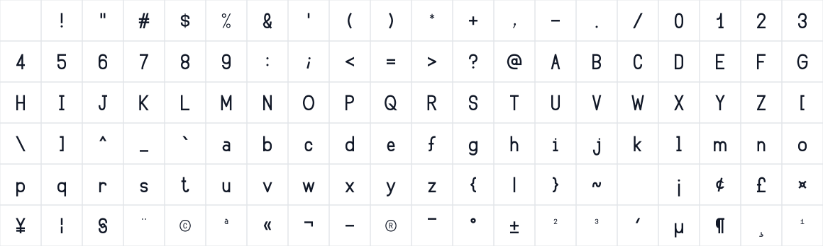 The first characters in C1510_40_Sans