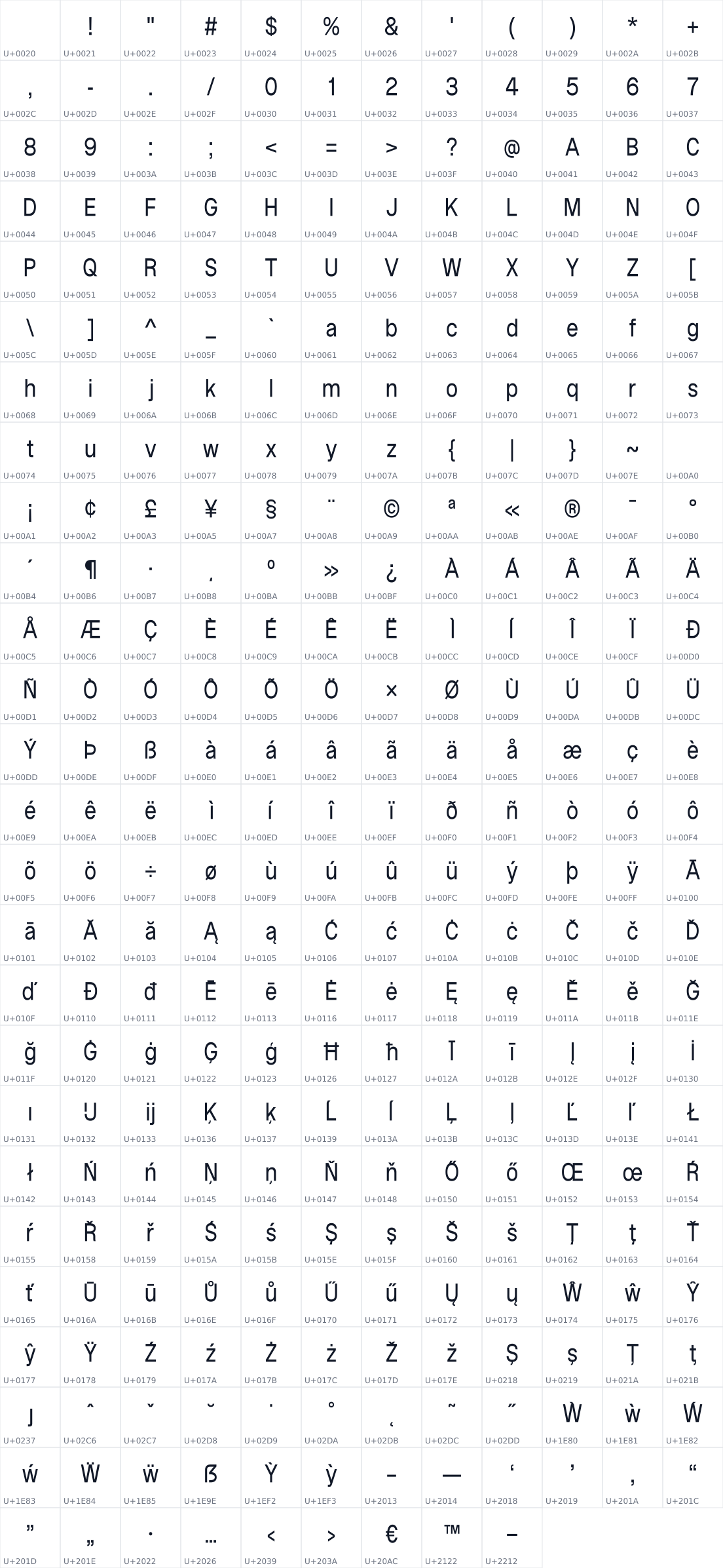 All 309 characters in Cossette Texte