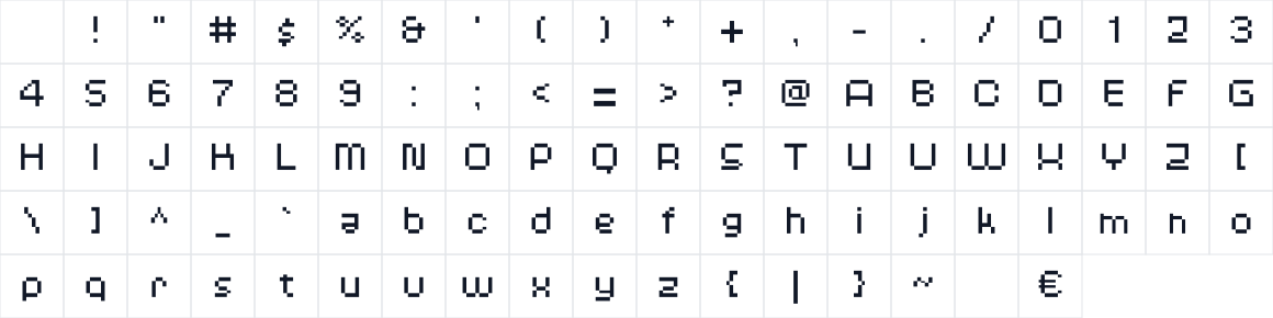 The first characters in db-pixel