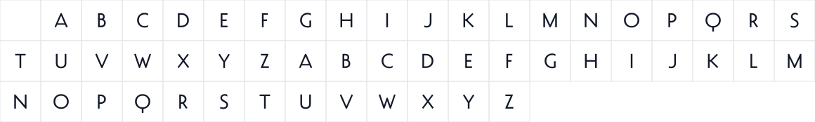The first characters in Decovar Alpha Regular24