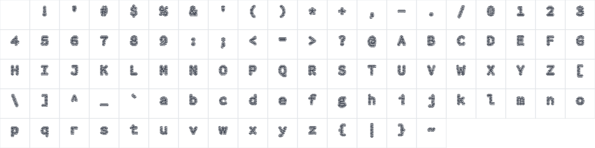The first characters in DitherFont_012