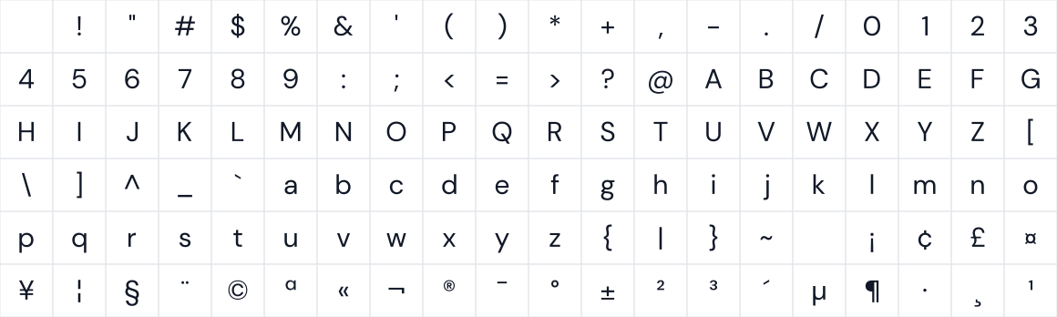The first characters in DM Sans 24pt