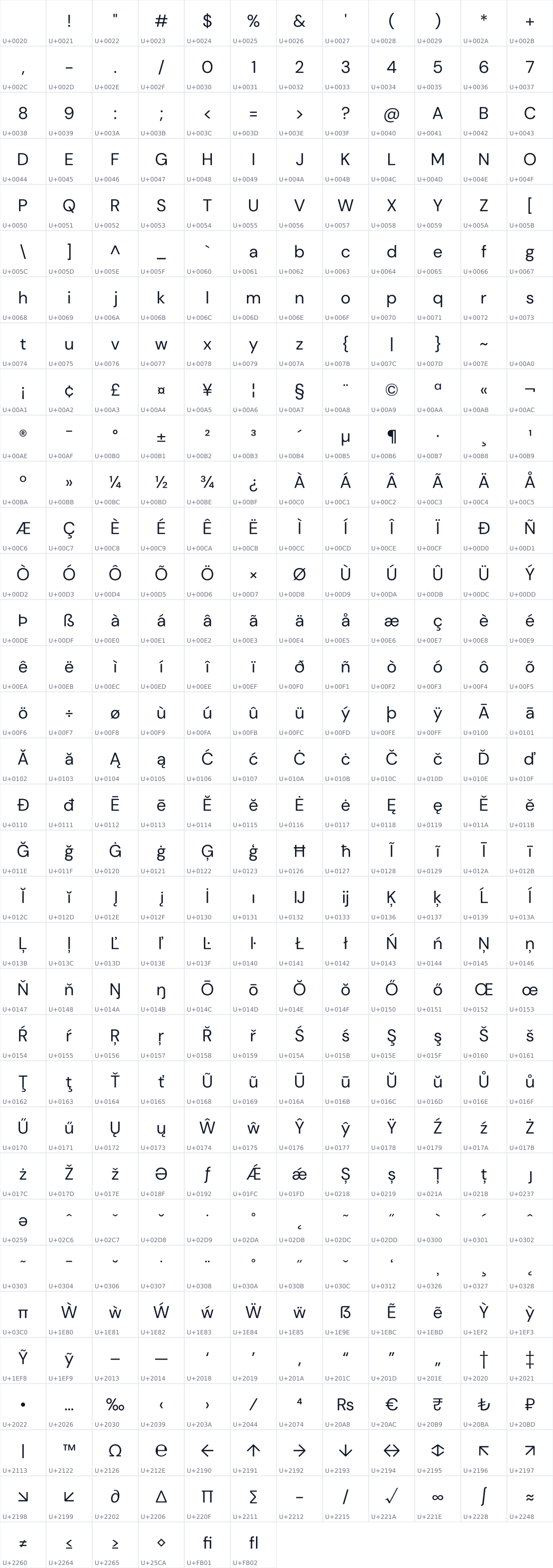 All 402 characters in DM Sans 24pt