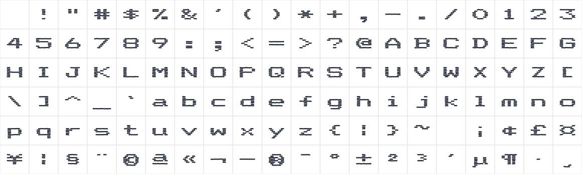 The first characters in DotMatrix Quad