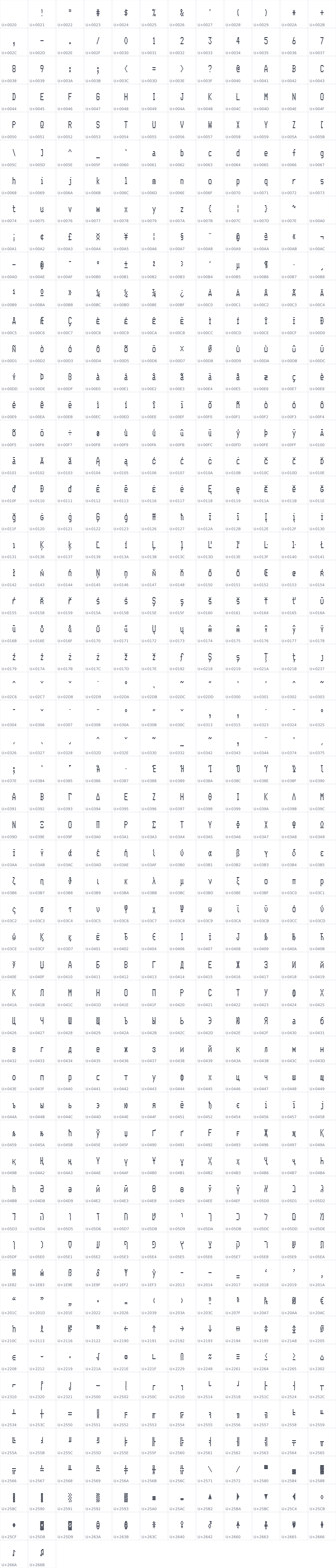 All 662 characters in DotMatrix Var