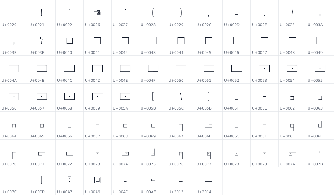 All 80 characters in Elian Wide Capitals