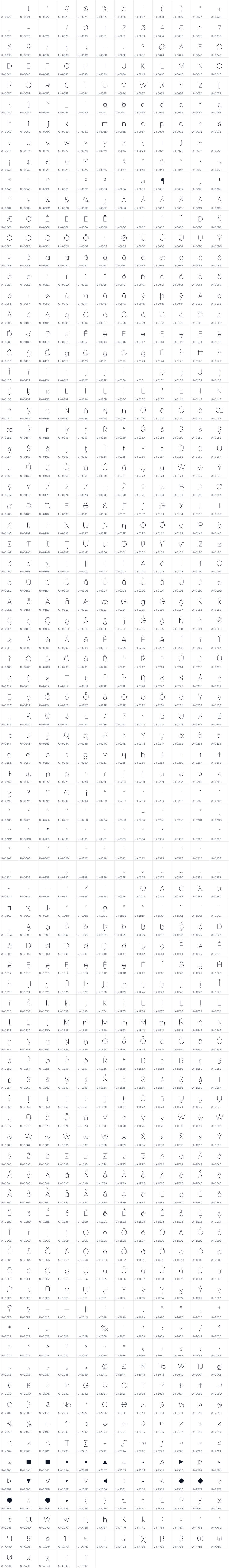 All 977 characters in Elms Sans