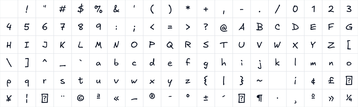 The first characters in Excalifont
