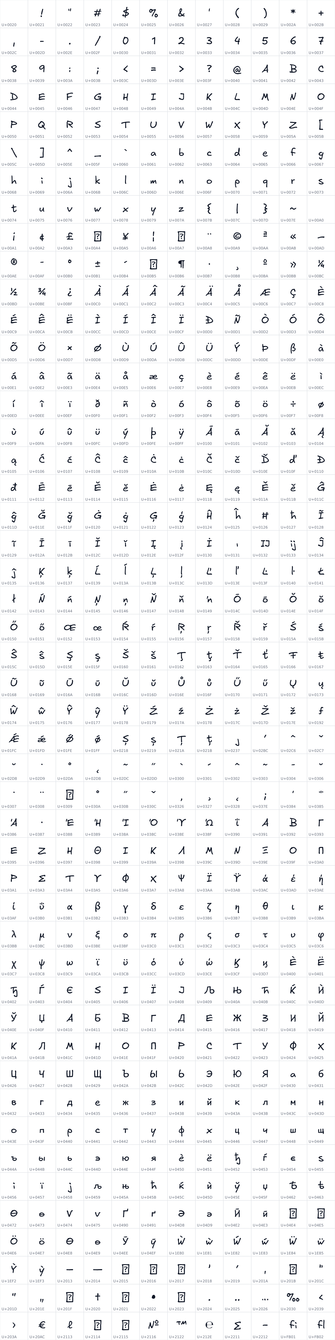 All 576 characters in Excalifont