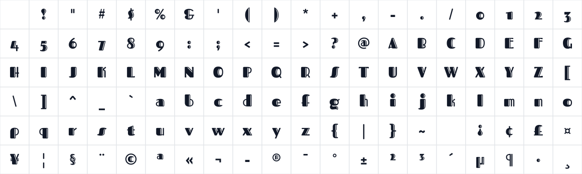The first characters in Fascinate Inline
