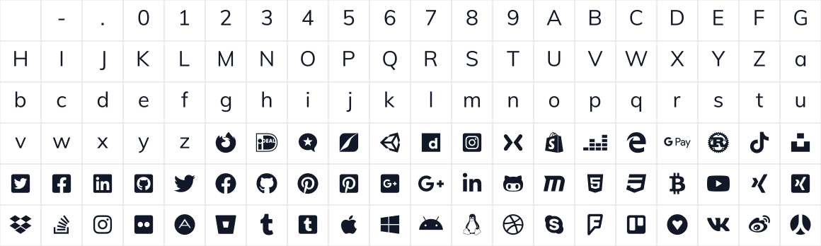 The first characters in Font Awesome 5 Brands