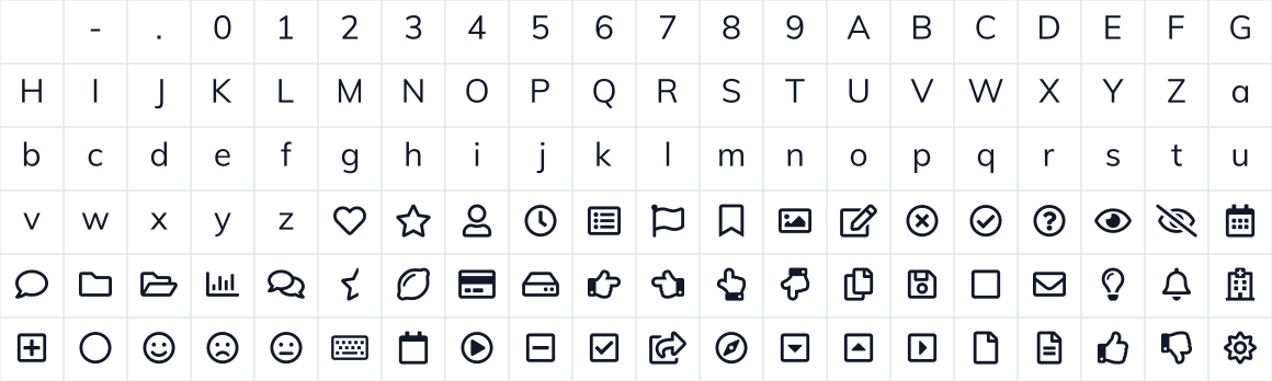 The first characters in Font Awesome 5 Free
