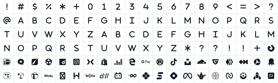 The first characters in Font Awesome 6 Brands