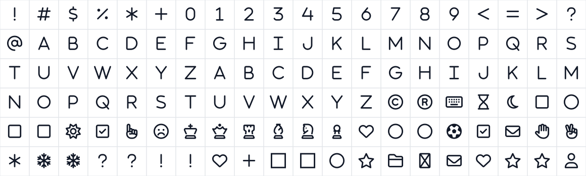 The first characters in Font Awesome 6 Free