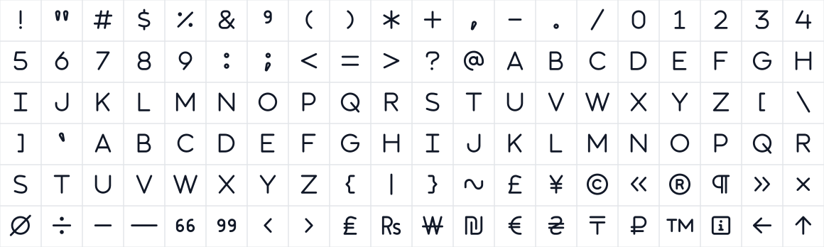 The first characters in Font Awesome 6 Pro