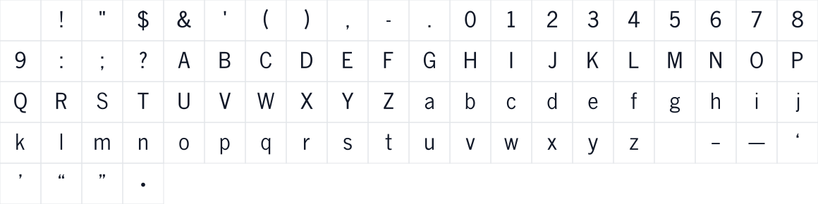 The first characters in General Gothic