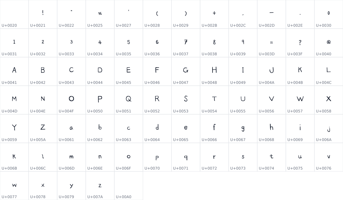 All 77 characters in grass flower