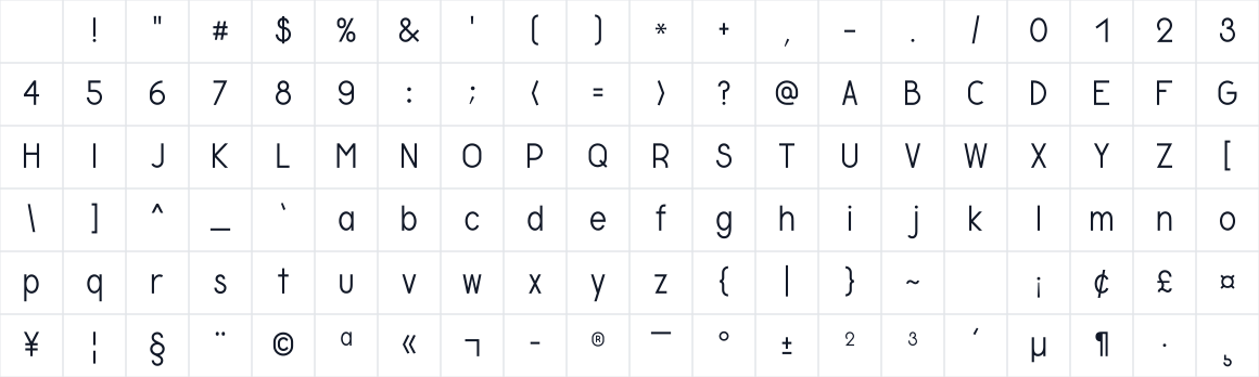The first characters in Involute Sans