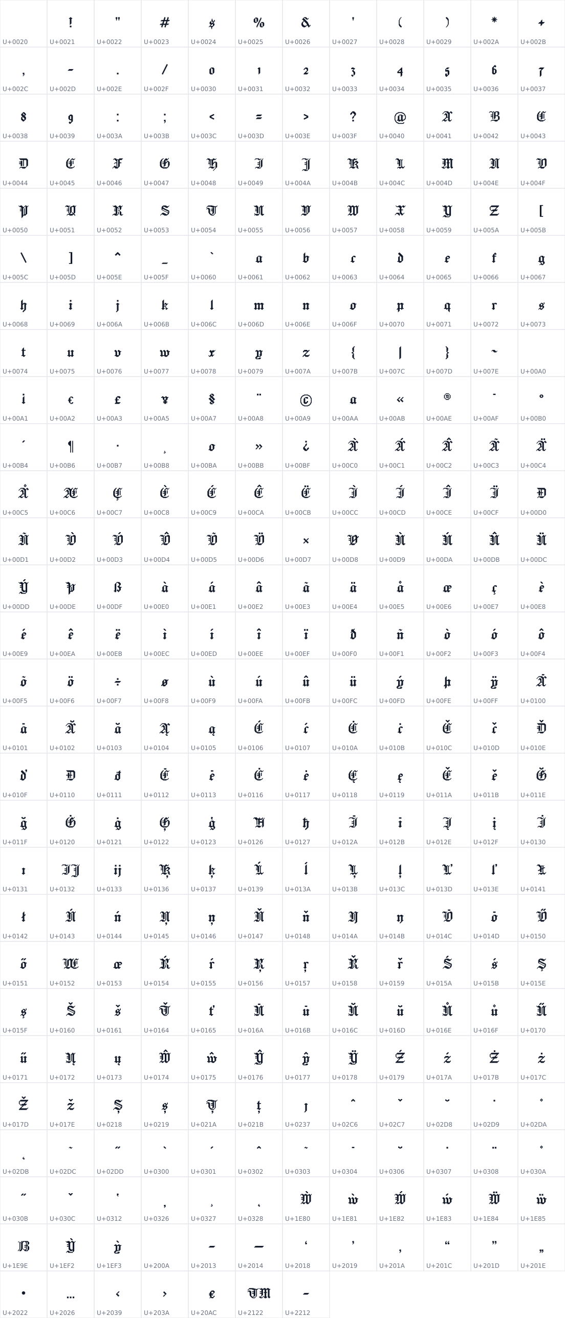 All 331 characters in Jacquard 24