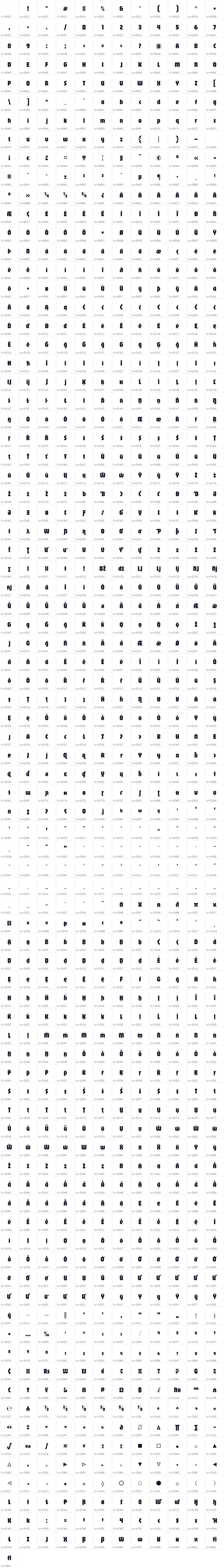 All 997 characters in Jaro 48pt