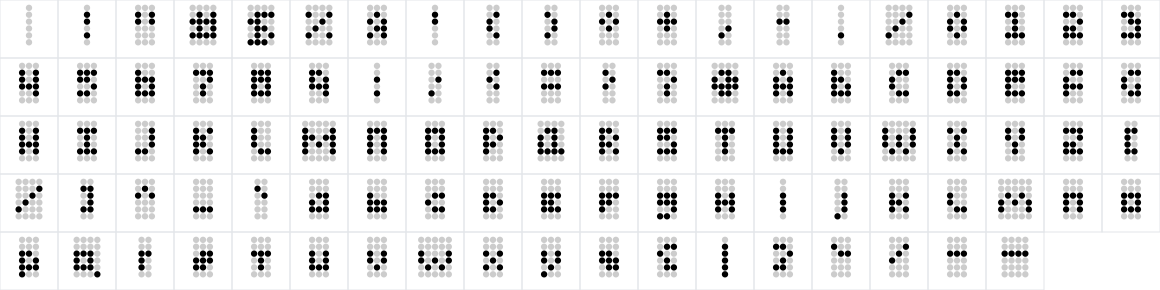 The first characters in Le Dot Grid Display
