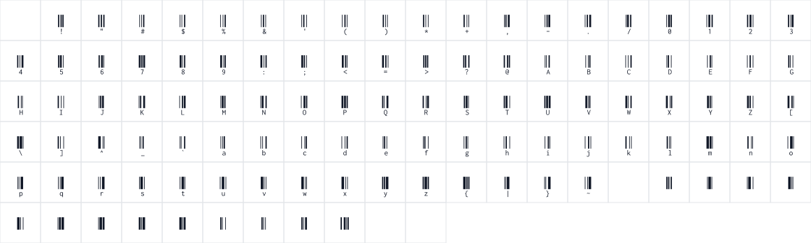 The first characters in Libre Barcode 128 Text