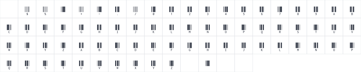 The first characters in Libre Barcode 39 Text
