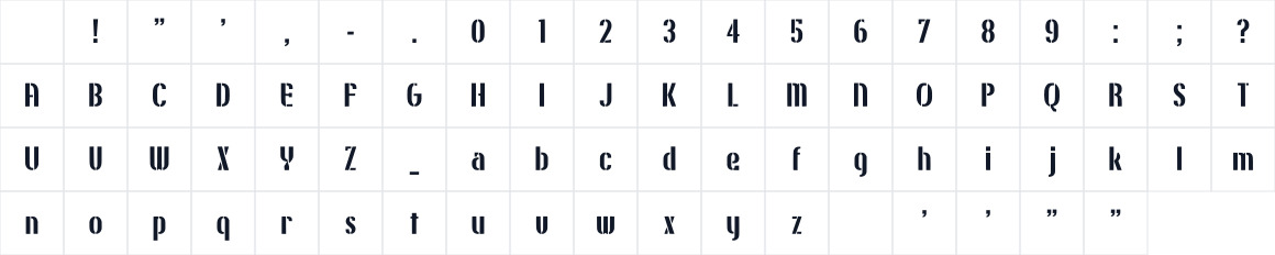 The first characters in Liminal Obsidian Stencil