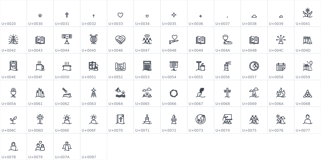 All 64 characters in Liturgica