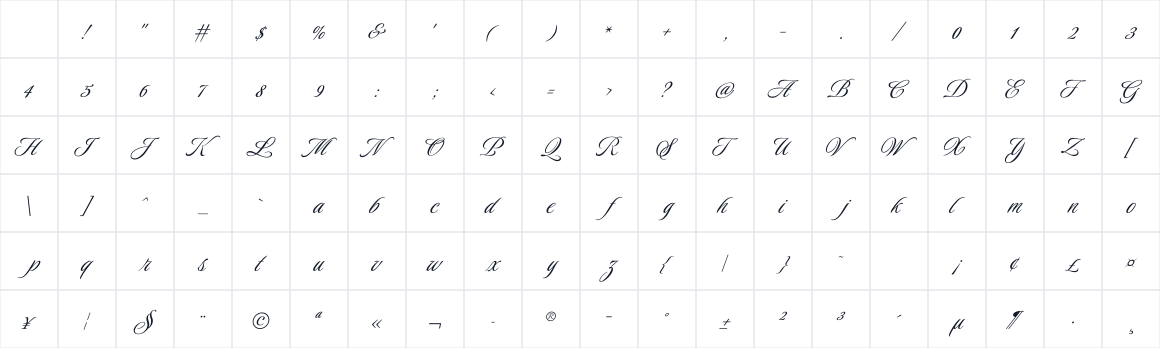 The first characters in Luxurious Script