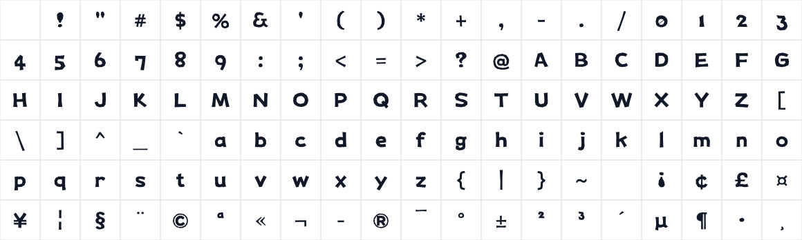 The first characters in MaokenAssortedSans