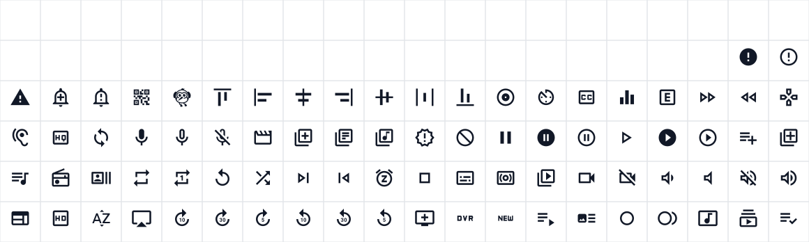 The first characters in Material Icons Outlined