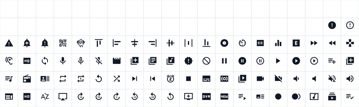 The first characters in Material Icons Sharp