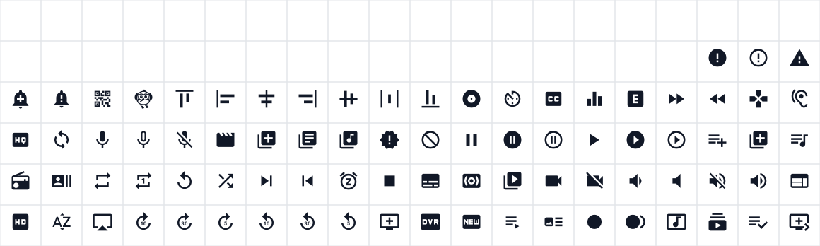 The first characters in Material Icons