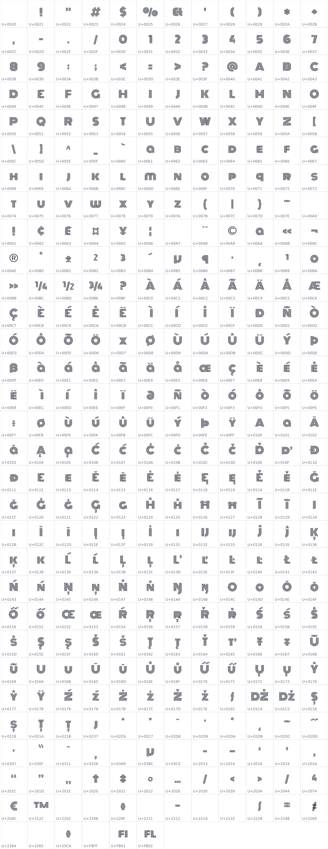 All 366 characters in Monoton