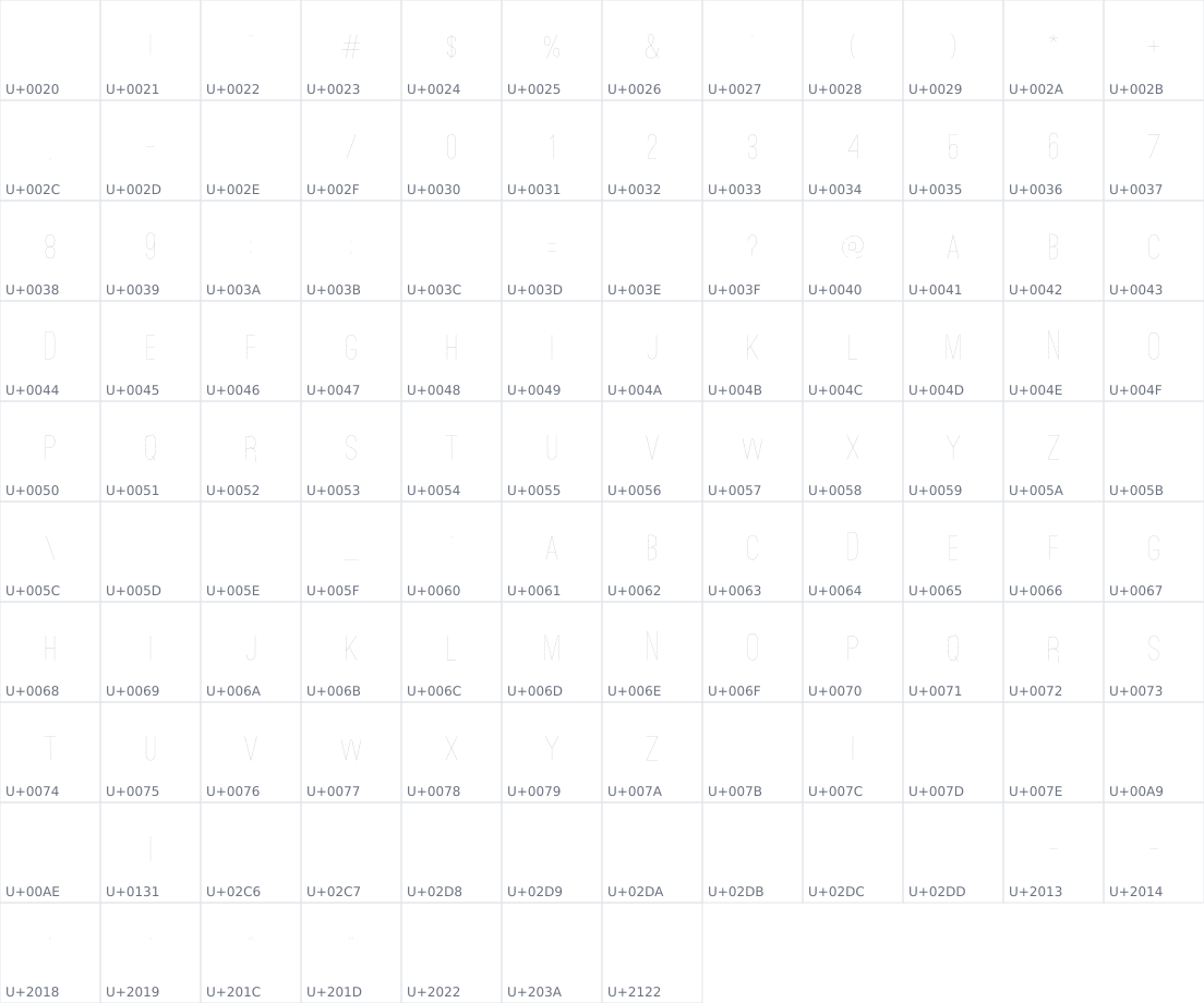 All 115 characters in Ostrich Sans Dashed