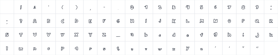 The first characters in Outlined Typez